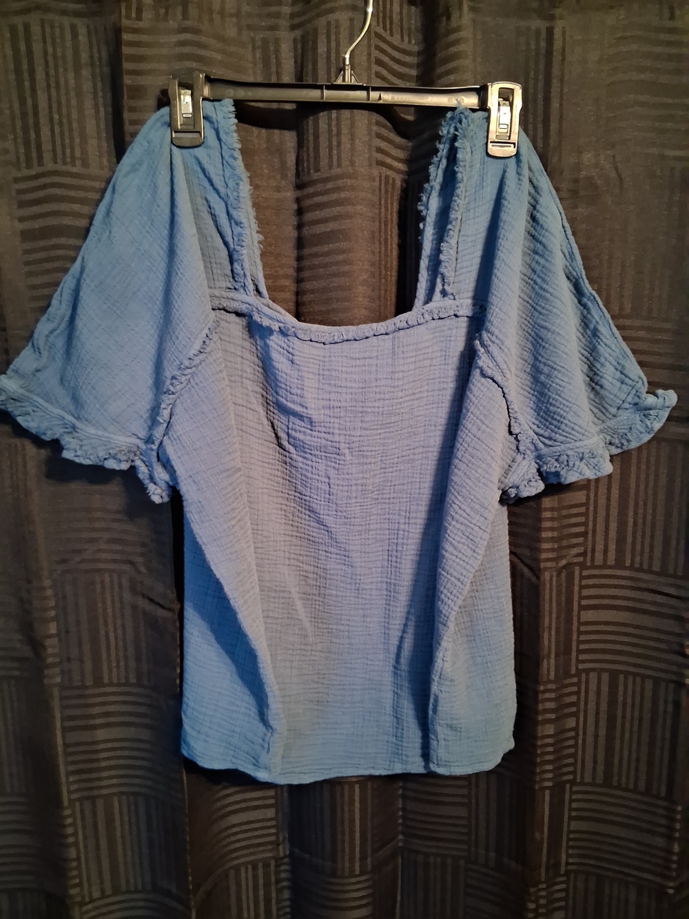 Plus Size Blue Textured Blouse
